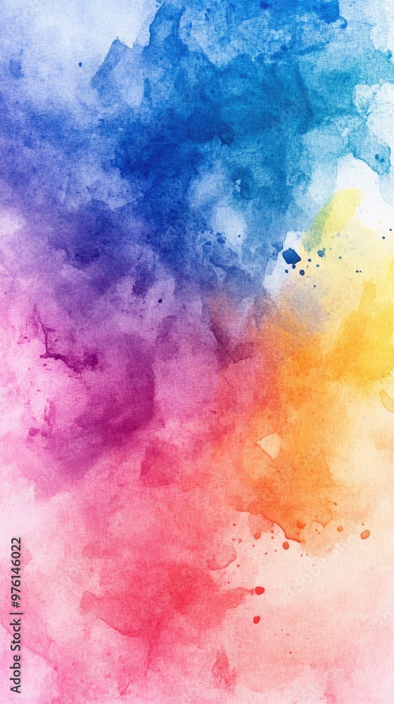 Fototapeta premium Vibrant watercolor splash in various hues, creating a beautiful abstract background perfect for artistic projects and designs.
