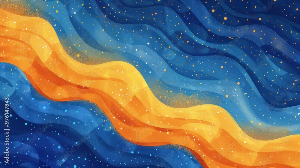 Abstract Watercolor of Blue and Yellow Waves Abstract Watercolor of Blue and Yellow Waves