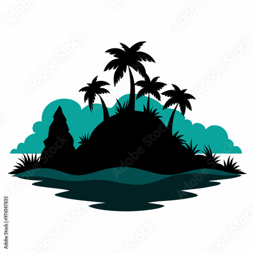 Island silhouette vector illustration on white background