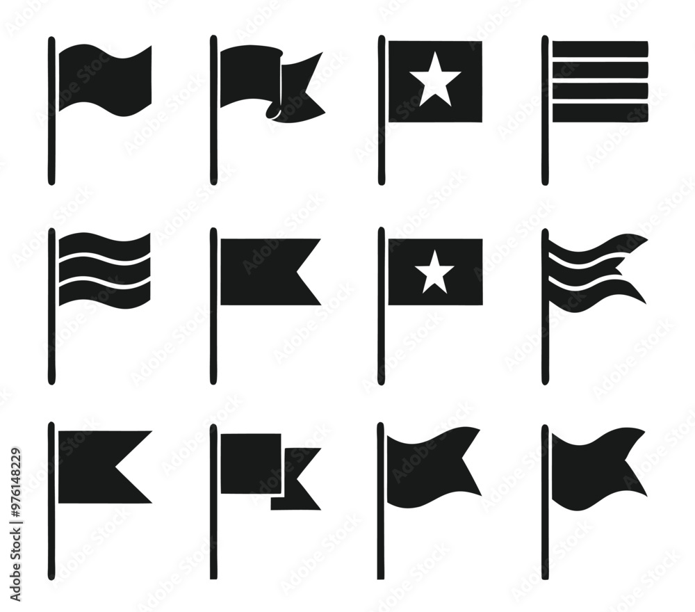 Fototapeta premium Different flag icons set. Vector illustration