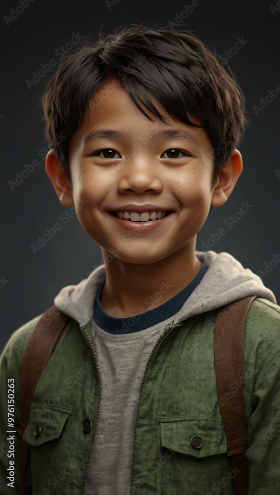 Happy smiling Asian boy—realistic social media avatar. Happy smiling Asian boy—realistic social media avatar.
