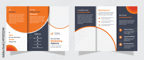 Corporate business trifold brochure template, Creative and Professional tri fold brochure vector design. Creative corporate modern business trifold brochure template.
