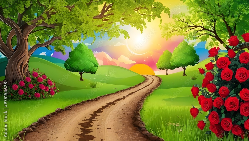 Nature fantasy art wallpaper in springtime. Scenery during summer A ...