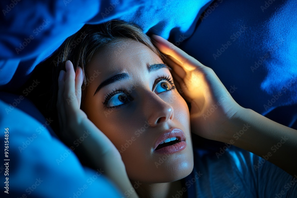 Fototapeta premium A survivor experiencing intense nightmares, reliving traumatic events in their sleep and waking up disoriented