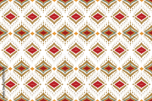 red Ikat Elegance, seamless ikat fabric pattern, digital file download