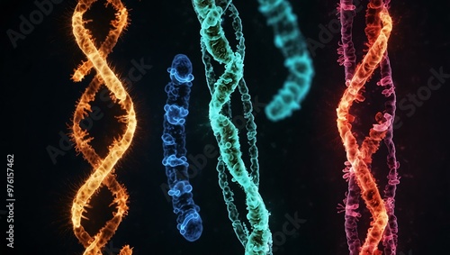 Illuminated chromosomes with methylation and histone modifications. photo