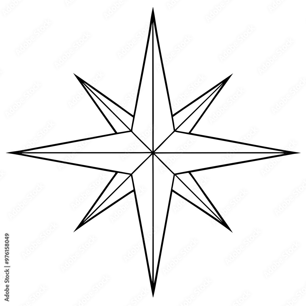 Fototapeta premium A shining star with sharp, pointed edges, often used as the tree topper vector