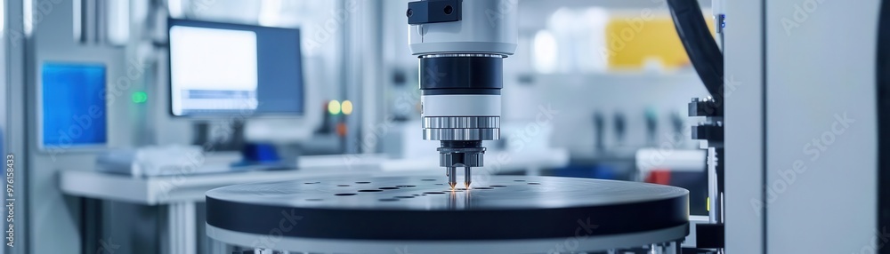 Hightech machine testing the tensile strength of a material, stress testing, product endurance validation Hightech machine testing the tensile strength of a material, stress testing, product endurance validation