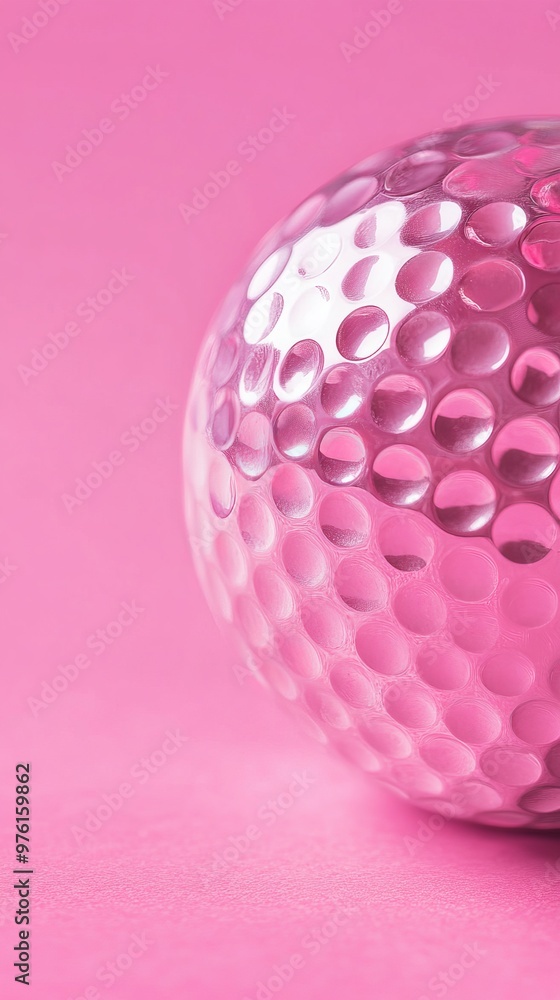 Shiny golf ball resting on pink surface Shiny golf ball resting on pink surface