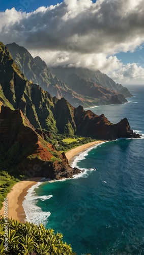 Kalalau Valley and Na Pali Coast view in Kauai.