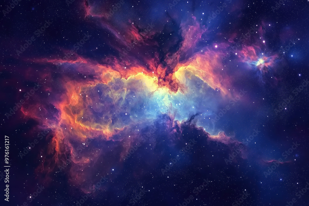 Beautiful, colorful nebula with stars on a black background. Cosmic sky Beautiful, colorful nebula with stars on a black background. Cosmic sky