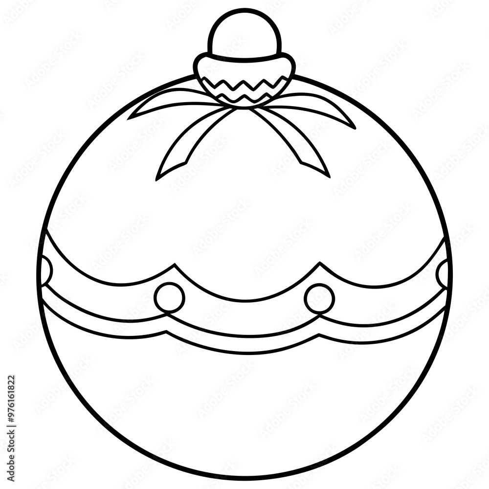 A round ornament with a simple ribbon on top and decorative patterns inside vector A round ornament with a simple ribbon on top and decorative patterns inside vector
