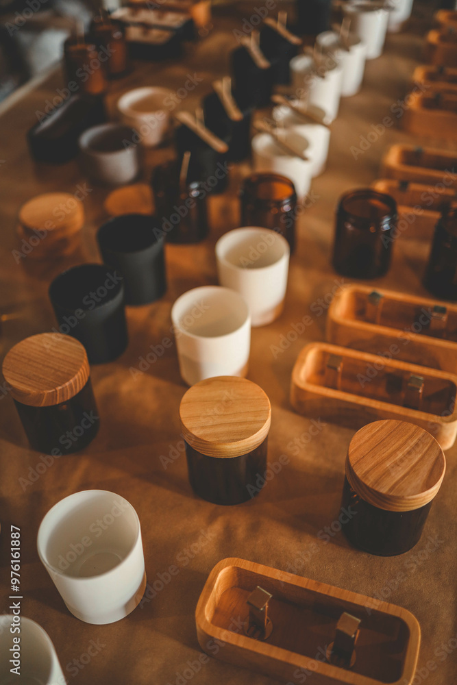 The process of making candles in the workshop The process of making candles in the workshop