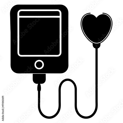 Blood pressure monitor silhouette vector illustration