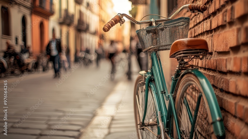 a bicycle is leaning against a brick wall a bicycle is leaning against a brick wall
