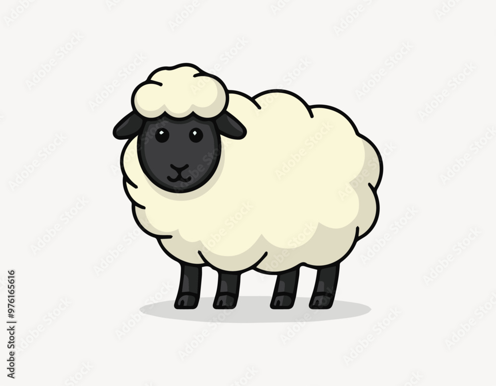 cartoon-style vector illustration of a sheep with a black face and legs cartoon-style vector illustration of a sheep with a black face and legs
