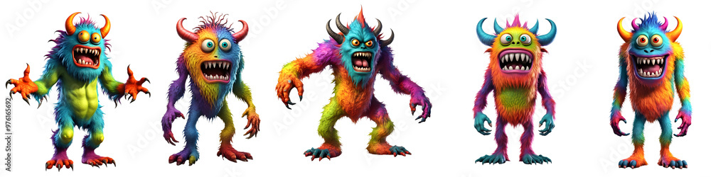 Naklejka premium 3D Illustration set of monster character