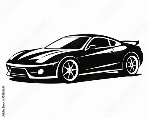 Sports car black silhouette vector