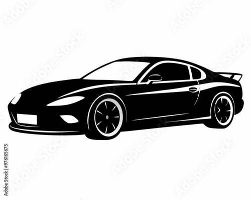 Sports car black silhouette vector