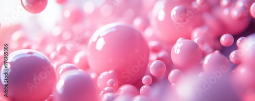 Pink spheres floating and bouncing in a scientific visualization