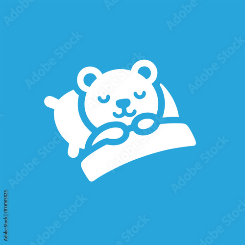 Cute cartoon sleeping bear cub. Icon, logo, sign, pictogram