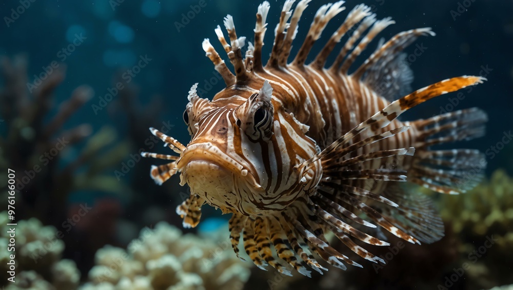 Lionfish in an aquarium tank. Lionfish in an aquarium tank.