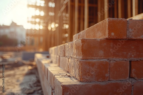 Photography of brick house construction project for the building industry and architectural design