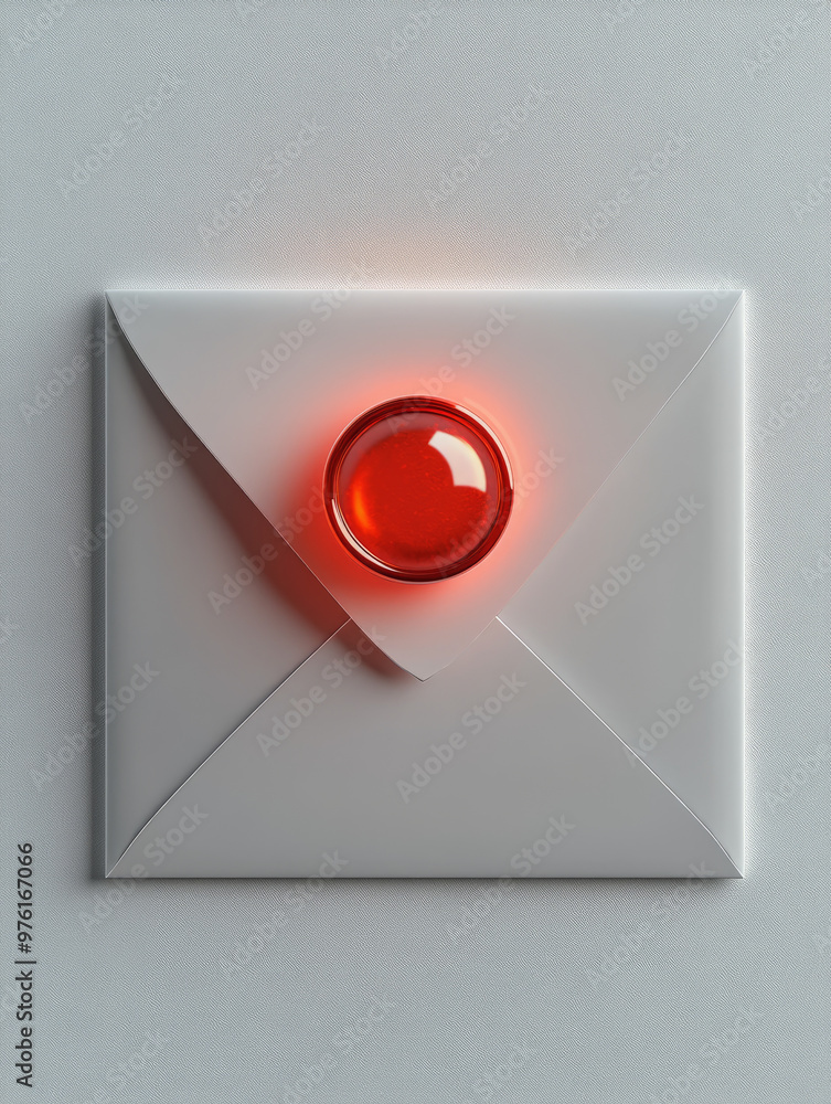 A white envelope with a red mark symbolizing the importance of the message A white envelope with a red mark symbolizing the importance of the message