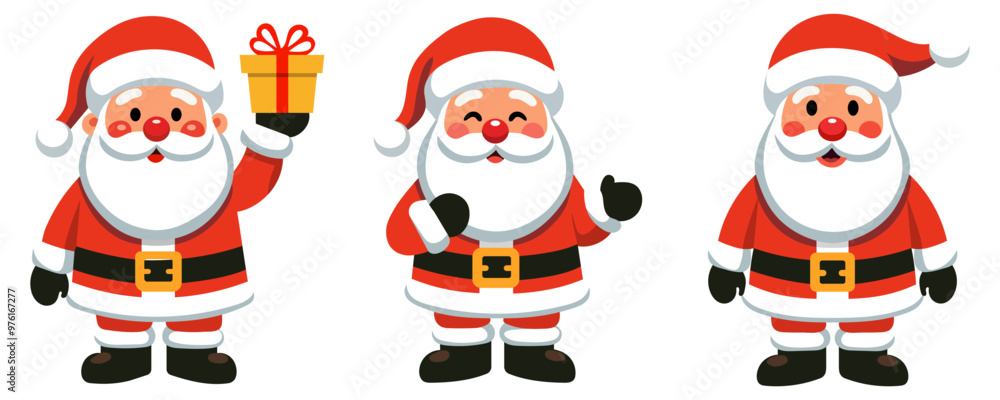 Set cartoon flat Smiling Santa standing. Vector illustration. Set cartoon flat Smiling Santa standing. Vector illustration.
