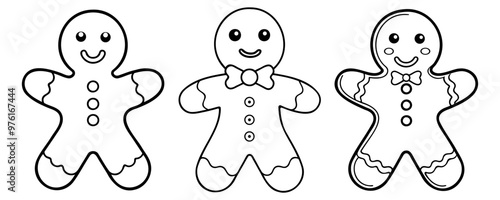Gingerbread Man. The isolated object on a white background. Christmas cookies, frosting. Vector illustration.