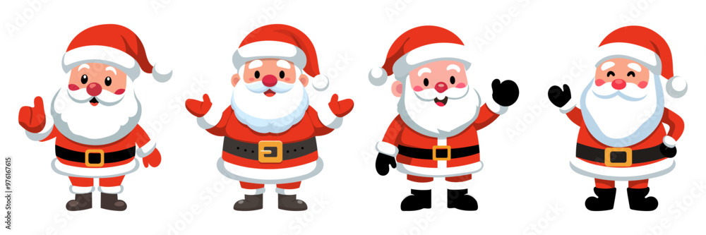 Set cartoon flat Smiling Santa standing. Vector illustration. Set cartoon flat Smiling Santa standing. Vector illustration.