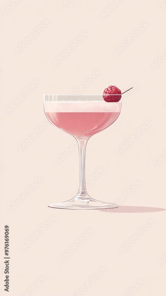 A hand-drawn cocktail sits elegantly in a glass, showcasing a modern minimalist style A hand-drawn cocktail sits elegantly in a glass, showcasing a modern minimalist style