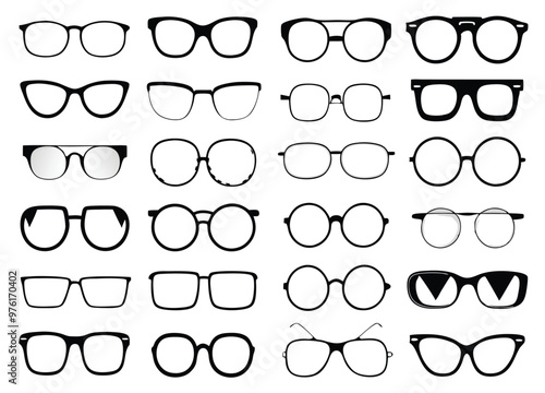 Glasses collection. Sunglasses set. Vector illustration