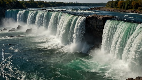 Panorama of Horseshoe Falls in Niagara Falls, Canada.