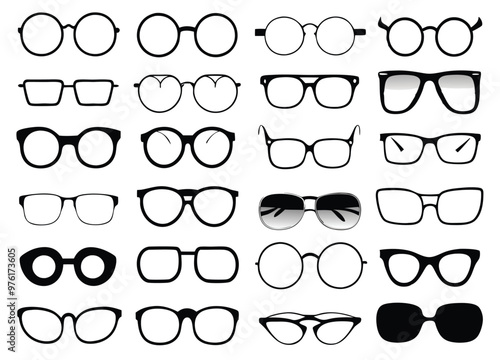 Glasses collection. Sunglasses set. Vector illustration