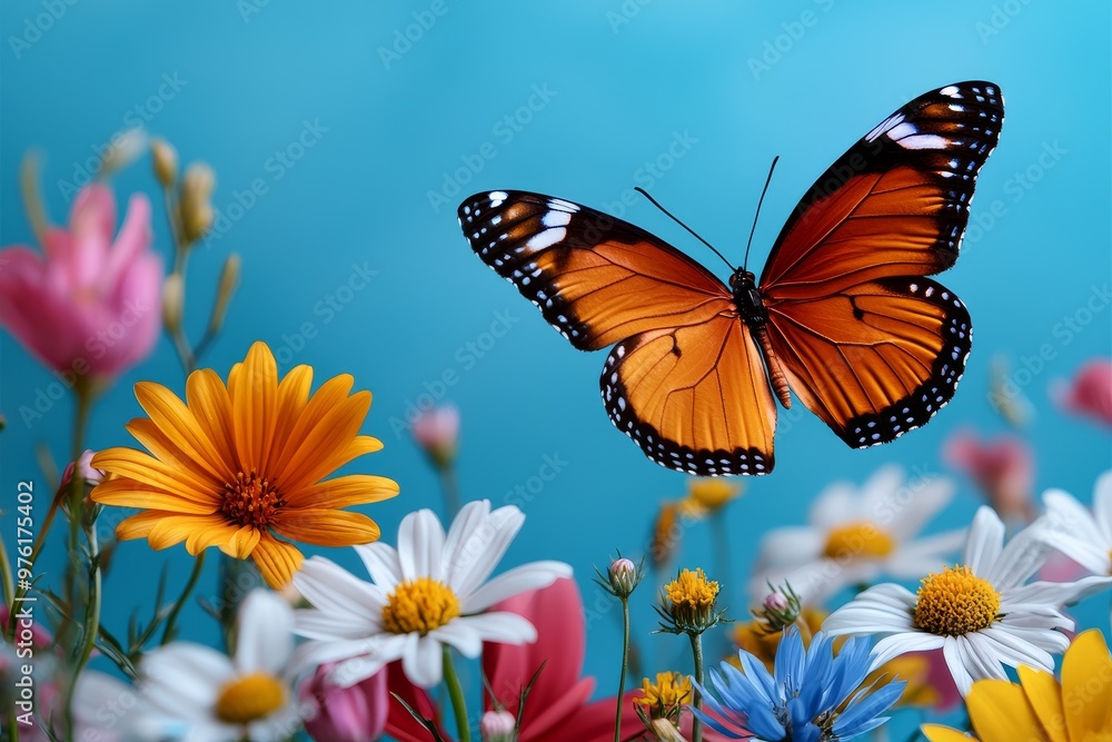 A butterfly fluttering above a meadow of wildflowers, vibrant watercolor colors symbolizing lightness and natural freedom. A butterfly fluttering above a meadow of wildflowers, vibrant watercolor colors symbolizing lightness and natural freedom.