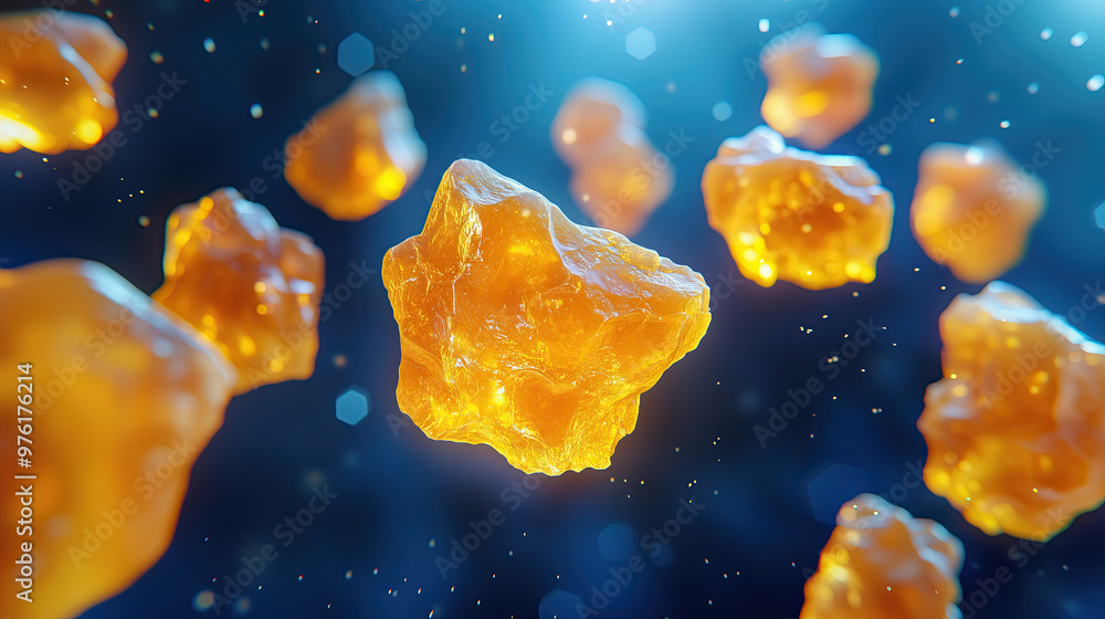 3D illustration of yellow beige gallstones floating in space, showcasing their unique texture and color 3D illustration of yellow beige gallstones floating in space, showcasing their unique texture and color