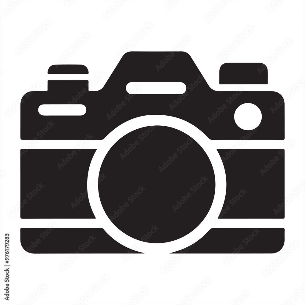 Photo camera icon silhouette on white background
Photo camera icon silhouette on white background