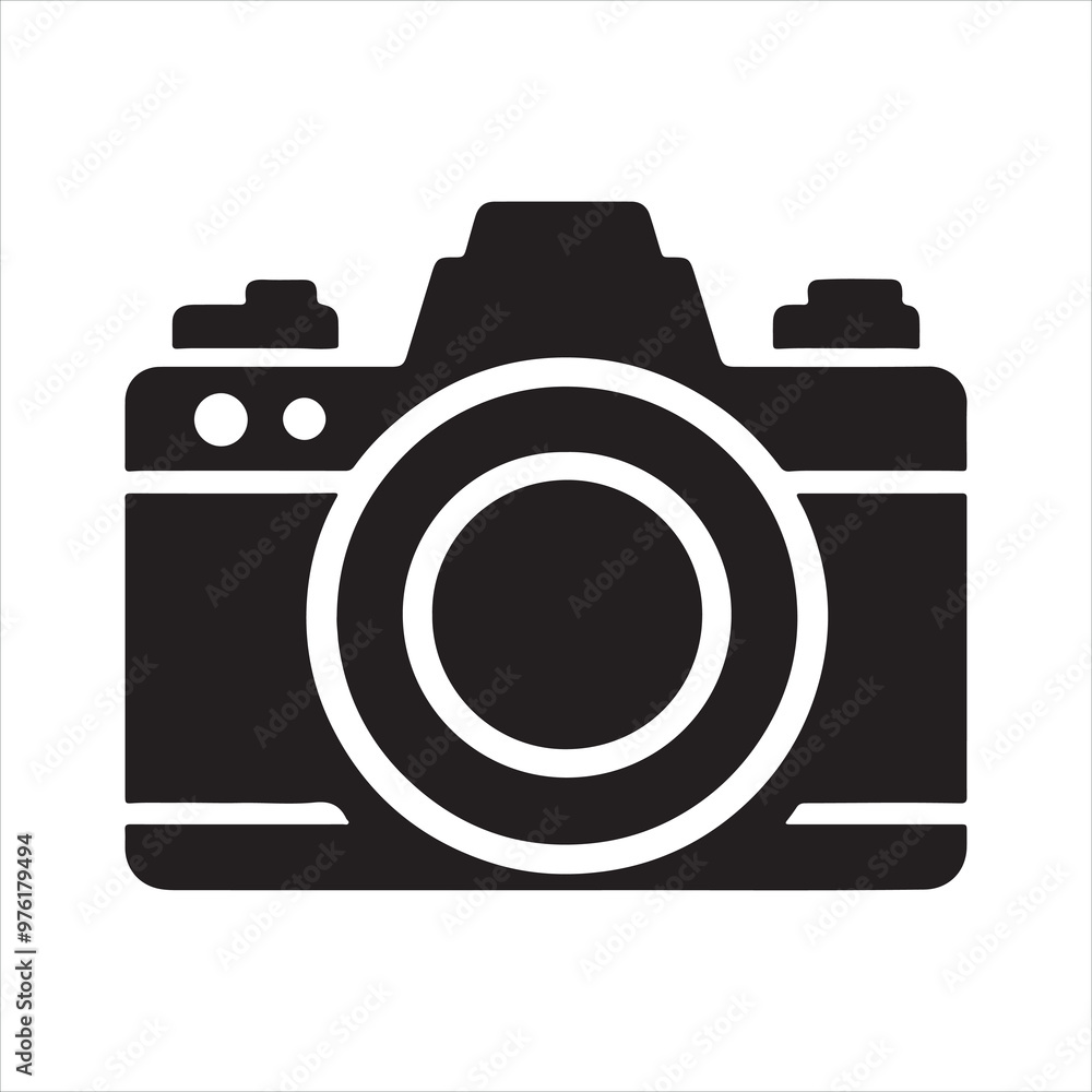 Photo camera icon silhouette on white background
Photo camera icon silhouette on white background
