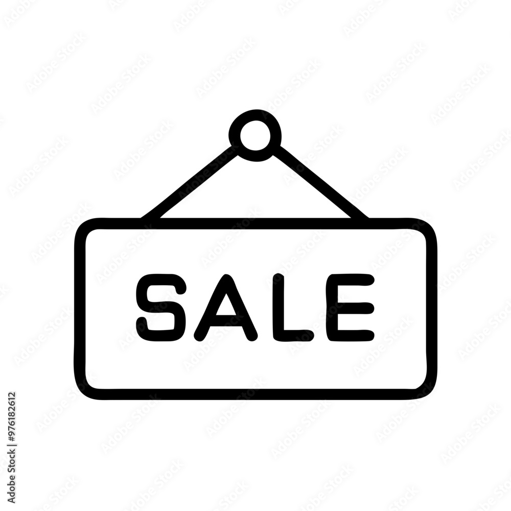 Simple vector icon of a sale sign hanging, minimalistic design Simple vector icon of a sale sign hanging, minimalistic design