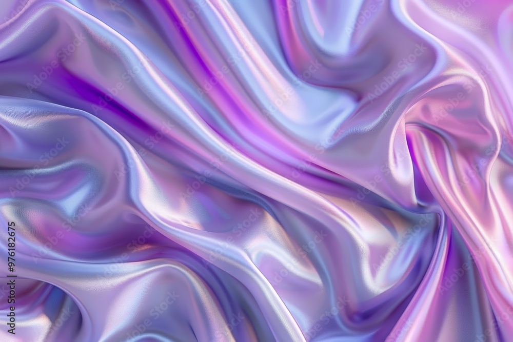 The luxurious satin fabric displays a beautiful blend of lavender and pink hues, cascading gracefully to highlight its smooth texture and reflective quality. The luxurious satin fabric displays a beautiful blend of lavender and pink hues, cascading gracefully to highlight its smooth texture and reflective quality.