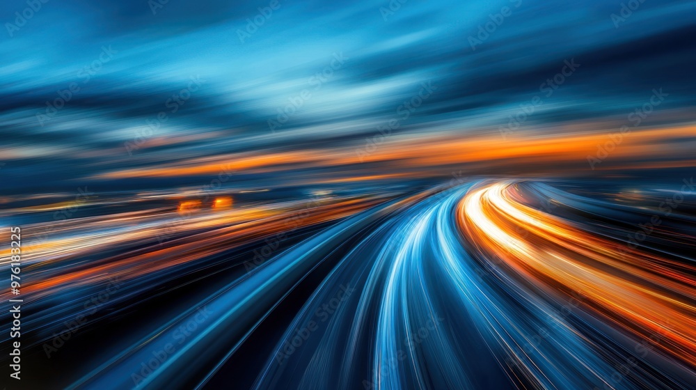 Light Trails on a Night Road Light Trails on a Night Road