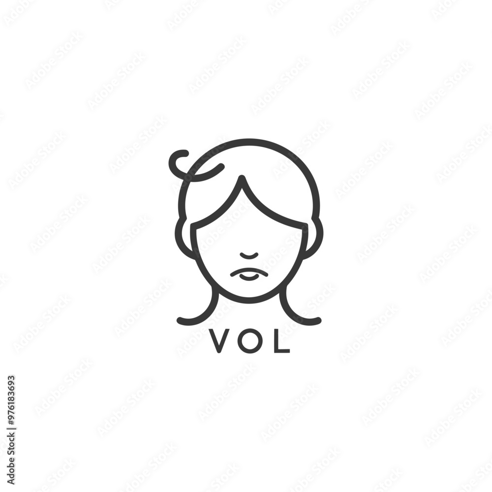 Line Art Illustration of a Womans Face with the Word VOL Below Line Art Illustration of a Womans Face with the Word VOL Below