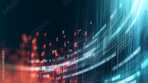  Un flusso di dati binari scorre attraverso uno spazio virtuale, rappresentando il flusso continuo di informazioni e la connessione digitale tra sistemi tecnologici.