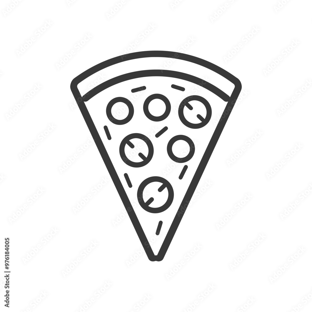 A Slice of Pizza with Toppings Depicted by Outline A Slice of Pizza with Toppings Depicted by Outline