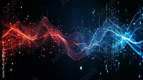  Un flusso di dati binari scorre attraverso uno spazio virtuale, rappresentando il flusso continuo di informazioni e la connessione digitale tra sistemi tecnologici.