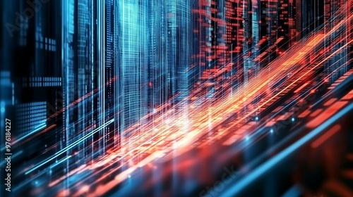  Un flusso di dati binari scorre attraverso uno spazio virtuale, rappresentando il flusso continuo di informazioni e la connessione digitale tra sistemi tecnologici.