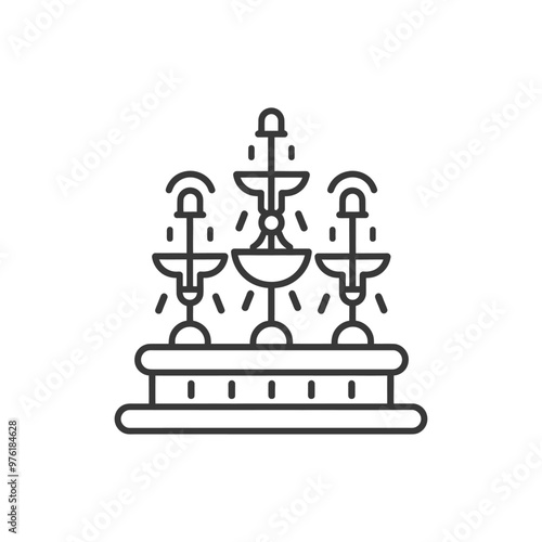 Line Art Illustration of a Three Tiered Fountain