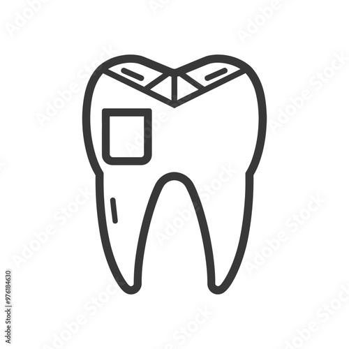 Line Art Illustration of a Tooth with a Filling