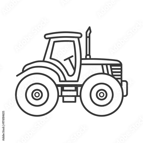 Line art illustration of a tractor with large wheels